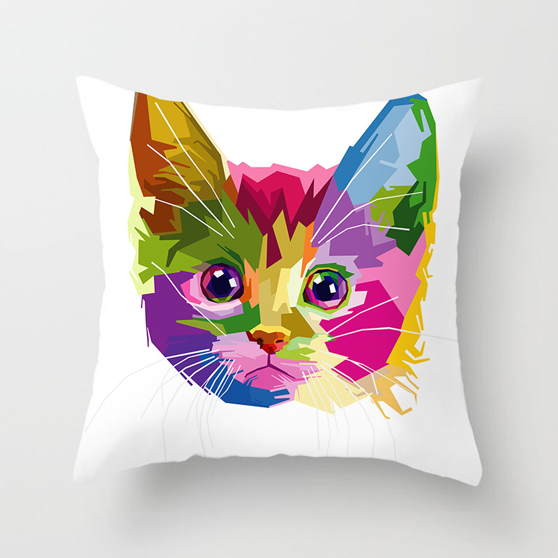 Funny Love Kiss Cute Cat Pillows Cases for Sofa Home Car Cushion Cover Pillow Covers Decor Short Plush Pillowcase 45x45cm