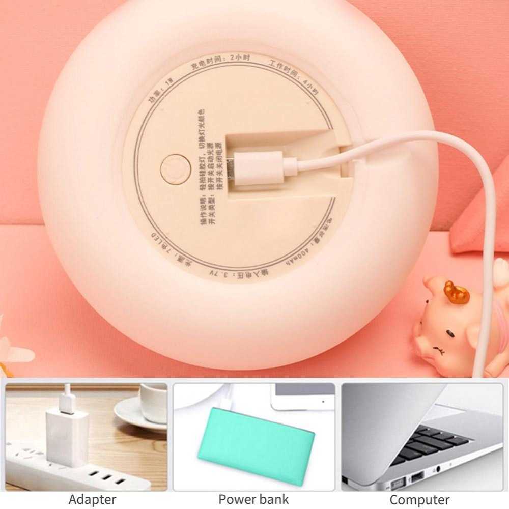 Cute Buns Pat Lights Colorful Soft Night Light Camera da letto Decorazione della casa Natale Bambini Animazione adulti Regali di festa HKD230628