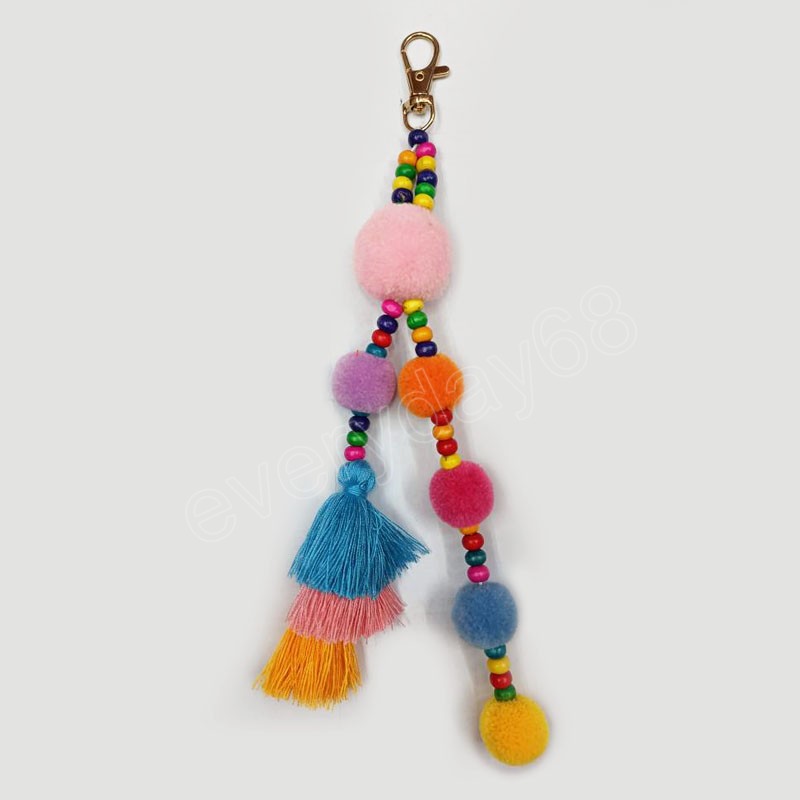 Renkli Hairball Pubsel Anahtar Knoka Peluş Ponpom Kolye Keytler Kadın Kız Çantaları Süsler Asma Süslemeler Hediyeler