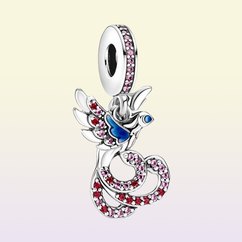 جديد 925 sterling سحر الفضة المجوهرات ملونة الزركون Zircon Phoenix Charm DIY قلادة سوار الأزياء Charm7225152