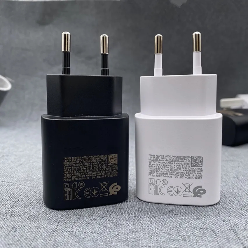 OEM USB-C Super Fast Charging Adapter 25W PD Charger Power Adapter US US EU SLACE for Note10 S20 10 S10 21 Android Smart Shargers Quick Cargers