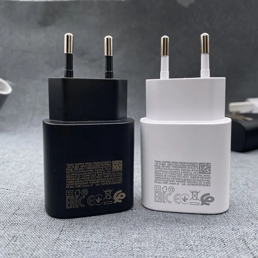 OEM USB-C 슈퍼 빠른 충전 어댑터 25W PD 충전기 전원 어댑터 미국 EU 플러그 노트 10 S20 10 S10 21 안드로이드 스마트 폰 빠른 충전기