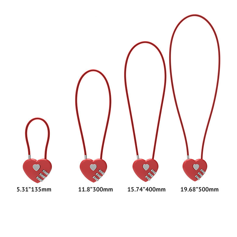 Hjärtform Koncentrisk lås 3 Siffra Siffriga lösenordslås Bagage Lösenordsskallar Dubbel Mood Love Locks Travel Valentine's Day Gift