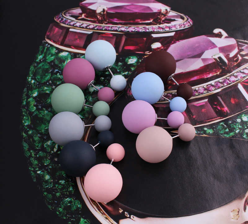 Hot Sell Double Sides Big Pearl Stud oorbellen 10 Candy Colors Rubber Ball Ball Earrings vrouwen feestkraal oorstudie sieraden cadeau