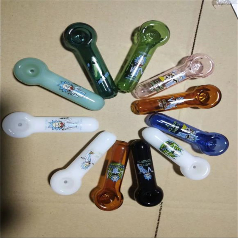 Glass Pipes Smoking Manufacture Hand-blown hookah Cartoon printed stained glass pipe