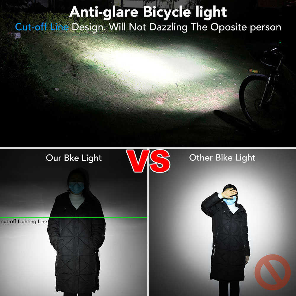 Lumières de vélo NEWBOLER Lumière de vélo avant 6000Lumen Lumière de vélo 8000mAh Lampe de poche étanche USB Charge VTT Route Vélo Lampe Accessoires P230427