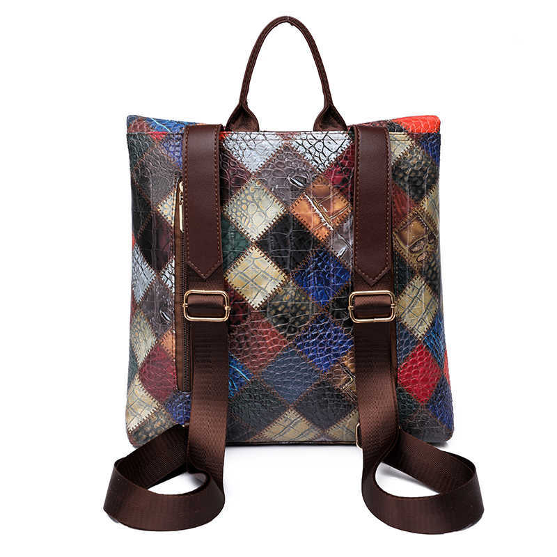 Totes Fashion National Style Splicing Backpack for Women Luxury Brand Handbag Retro Shoulder Bag Designer Tote Bags Female Backpack