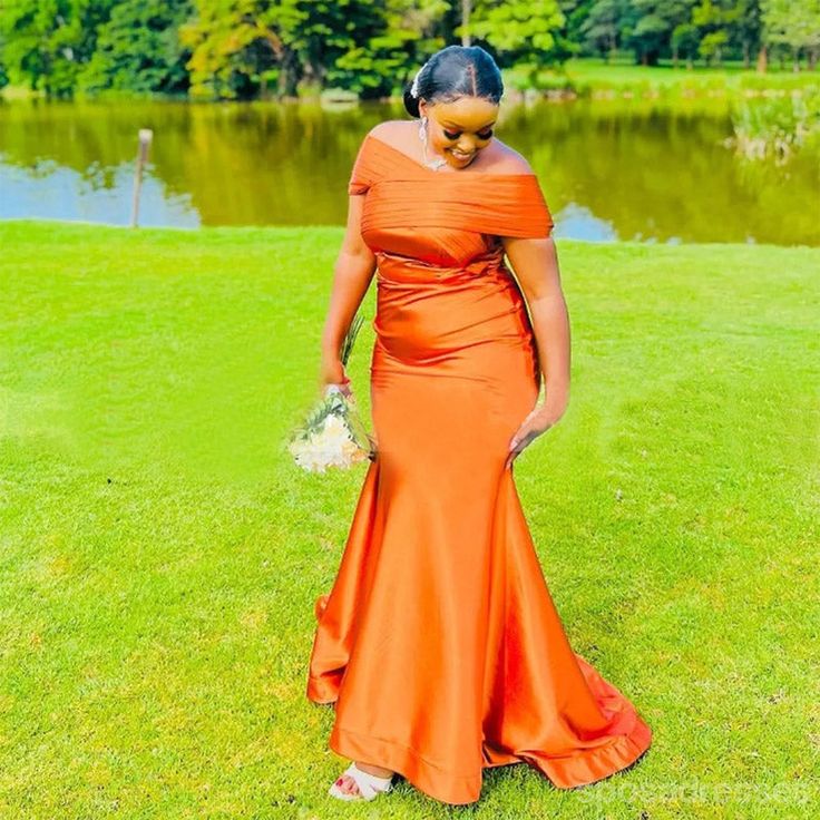 Elegante lang verbrannte orange Brautjungfernkleider afrikanische schwarze Mädchen Mädchen Maid of Honor Kleider Robe de Soiree de Mariage 2024