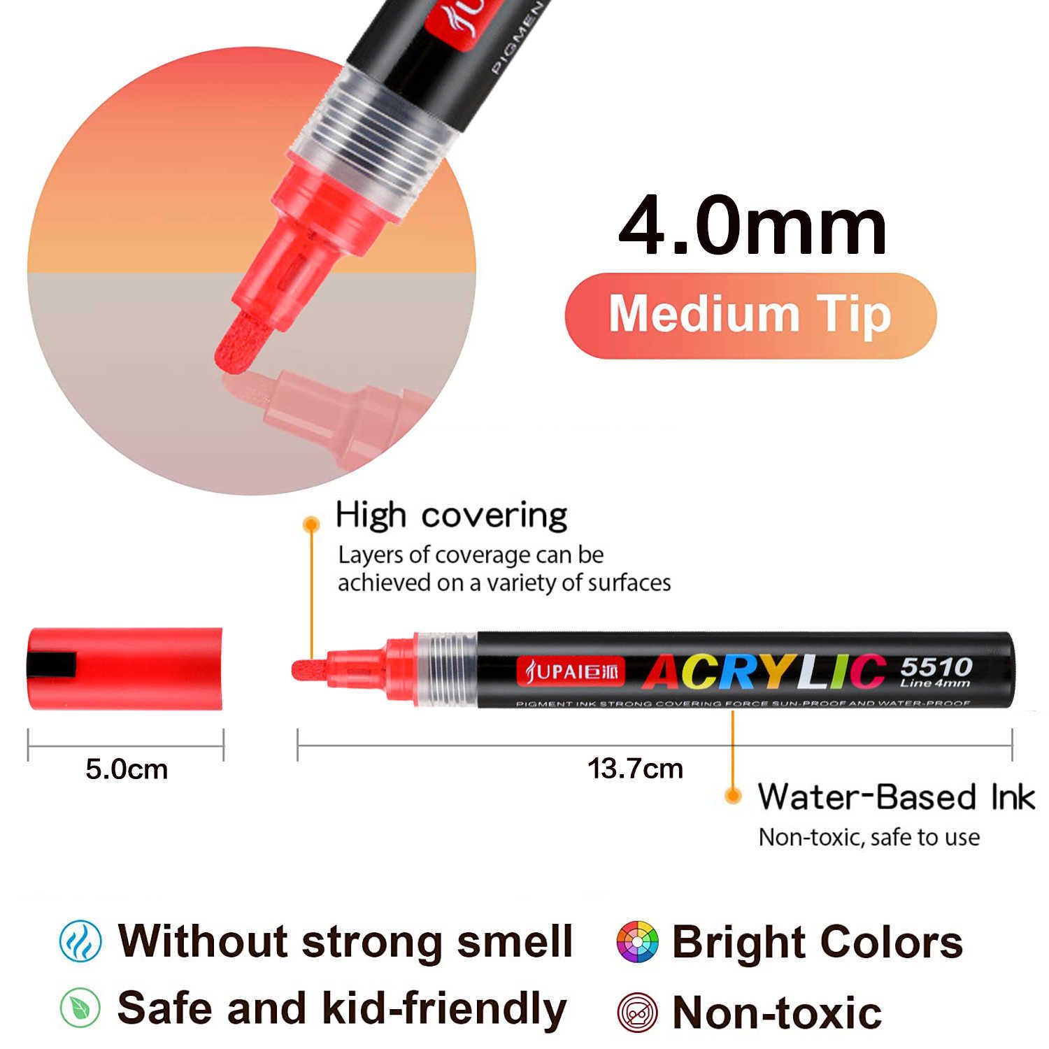 WATERCOLOR Fırça Pens Kalıcı Akrilik Boya Tabanlı Marker Kalem Orta Uçları Çocuklar İçin Premium Graffiti İşaretleri Kaya Ahşap Kupalar Kumaş P230427