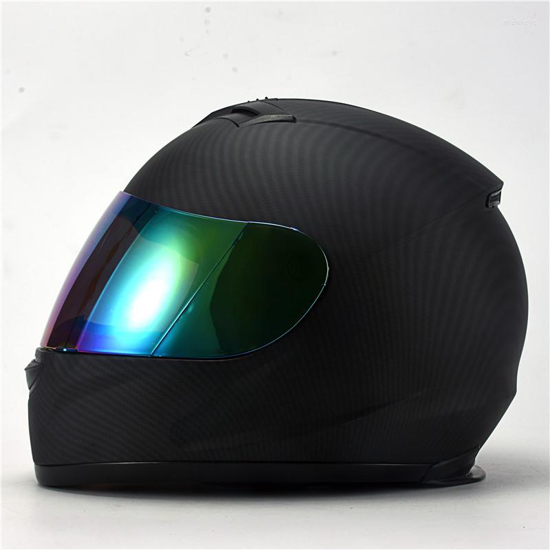 Caschi da motocicletta per la pittura in carbonio CE APPROVATO Casco per moto a faccia intero - Mablack XL (61-62 cm)