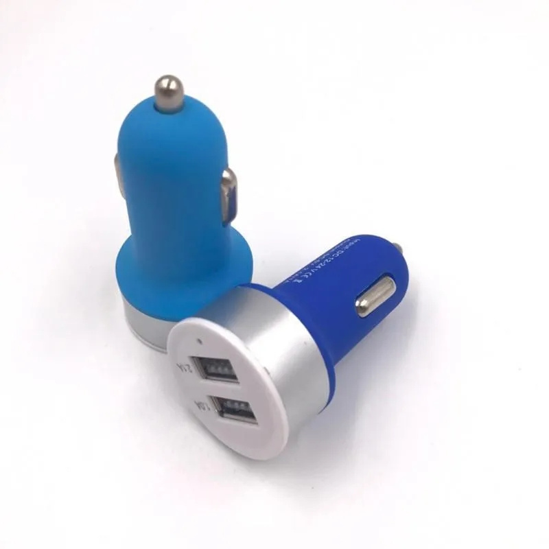 Frosted Car Charger Dual 2 Port USB Charger Adapter för 12V Power 2.1A USB Car Charger för all mobiltelefon