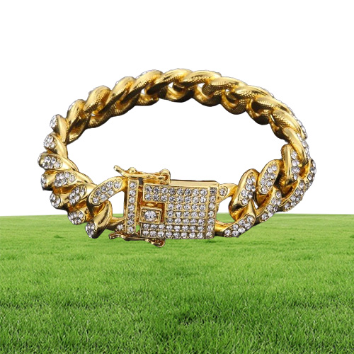 Hiphop Bling Bling Biżuteria Zestawy 14k złota Pleted Full Cubic Zirkonia Naszyjnik Bracelets Mężczyźni Kobiety Miami Cuban Link Chain Out A8378805