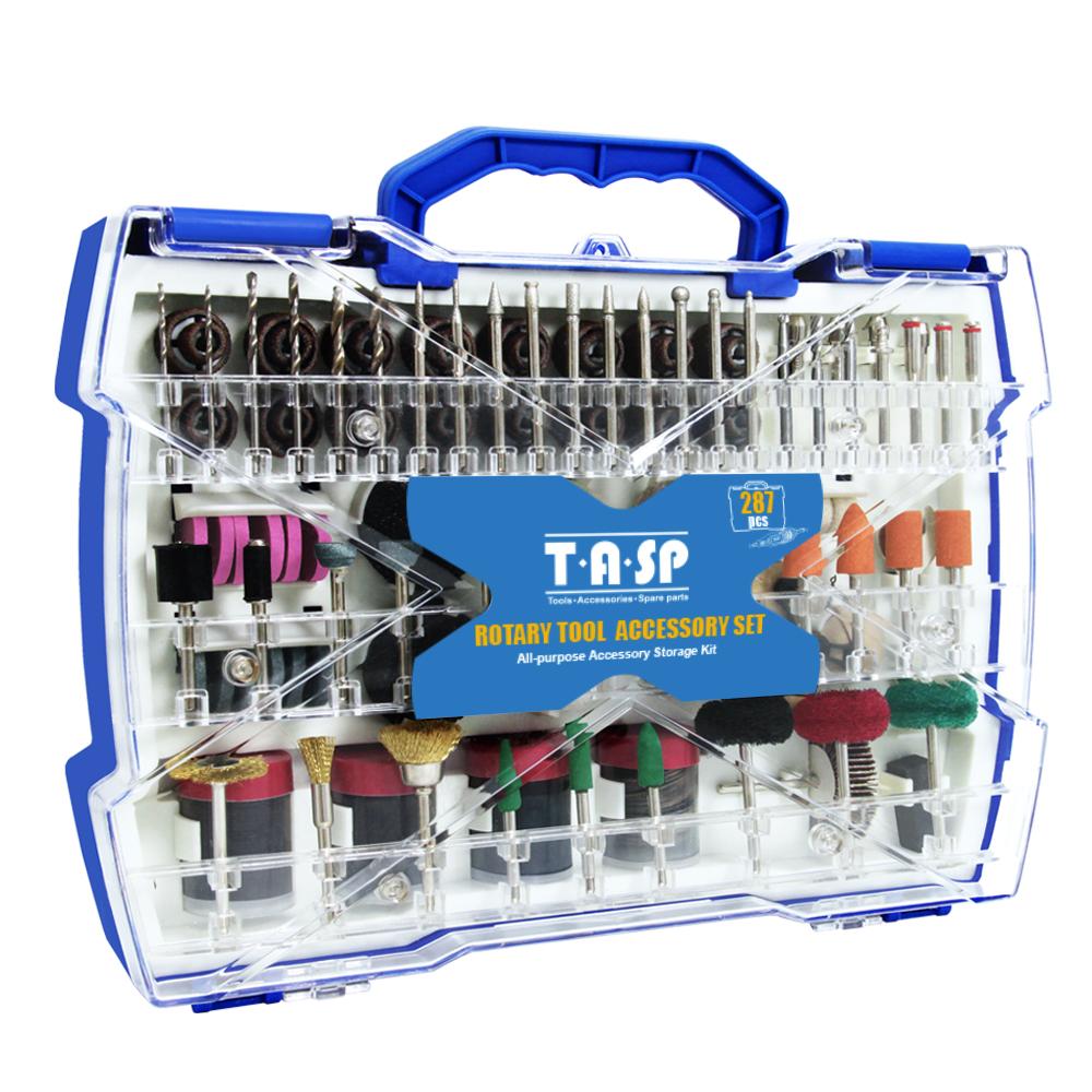 Gereedschap TASP 287 шт., набор аксессуаров для электрических вращающихся инструментов, абразивные инструменты для мини-дрели Dremel, шлифовка, сверление, шлифовка, полировка