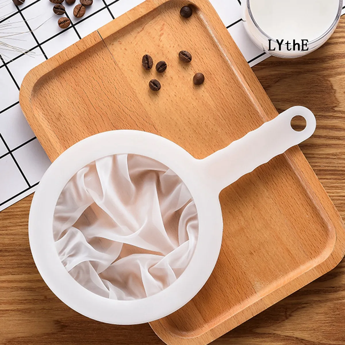 100/200/400 MESH Kök NUT MILK FILTER Ultra-Fin Mesh Sile Nylon Mesh Filter Spoon For Soy Milk Coffee Yogurt Siles