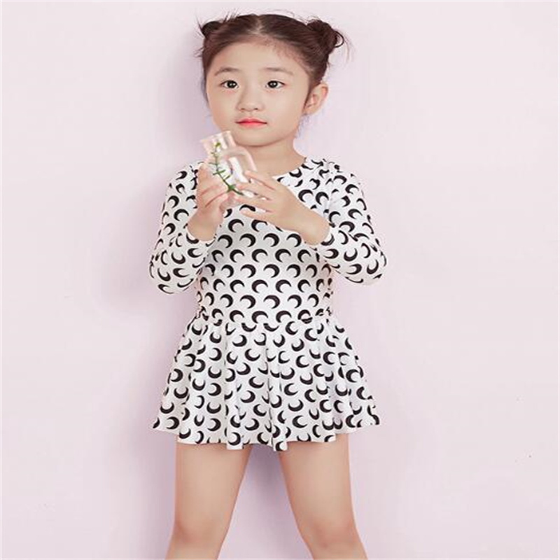 Cute Kids Girls One-Pieces Swimwear Child baby Bikini Sleeveless Swimsuit Moon Printed Chidren Beachwear Jumpsuit Clothes
