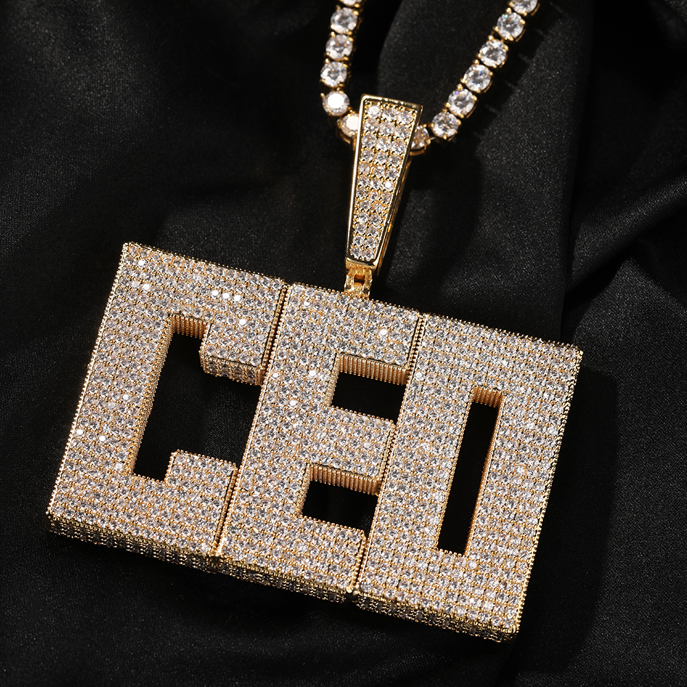 Hip Hop DIY Custom Name Large A-Z Letters Square Pendant Mens Necklace Full Zircon Jewelry