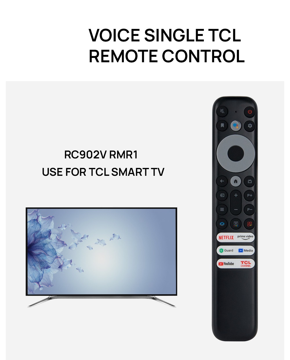 RC902V FMR5 FMR1 FMR4 Ersättning Remote Control för TCL Smart TV 8K QLED TV med Netflix IVI utan röstkontroll