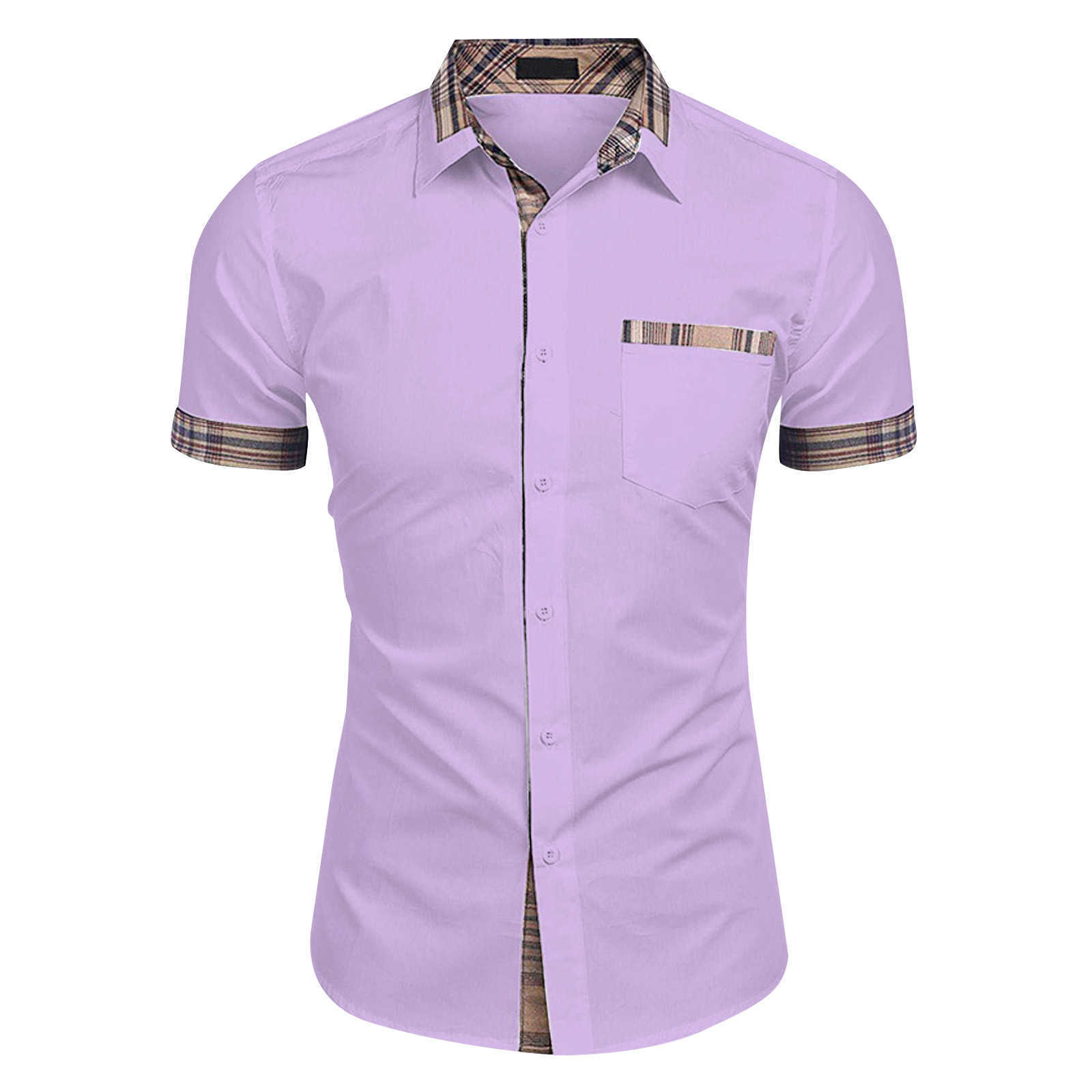 Chemises habillées pour hommes printemps automne hommes vêtements couleur unie hommes affaires haut t-shirt chemisier à manches courtes social formel saison chemise Camisa Masculina P230427