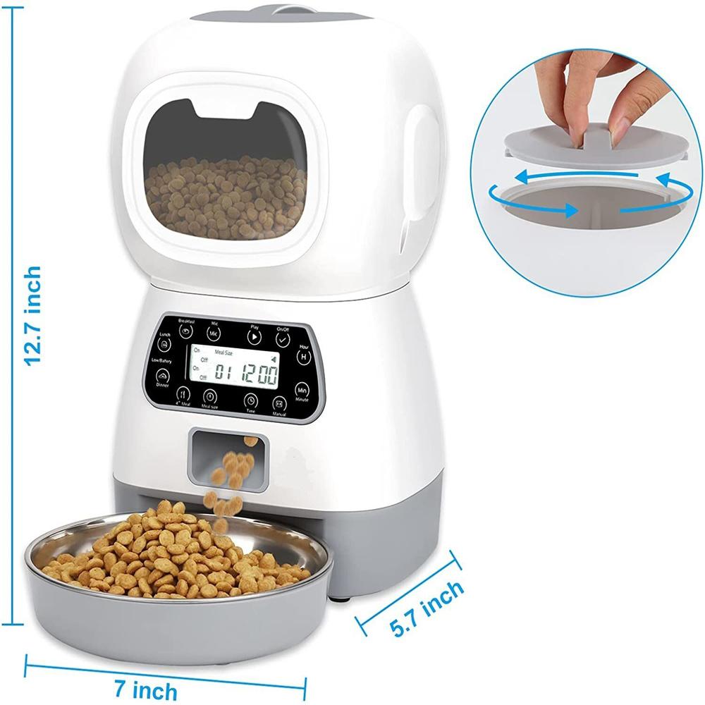 Feeding Automatic Pet Feeder With Voice Recording Smart Timed Quantitative Food Dispenser Stainless Steel Bowl For Cats And Dogs Pets