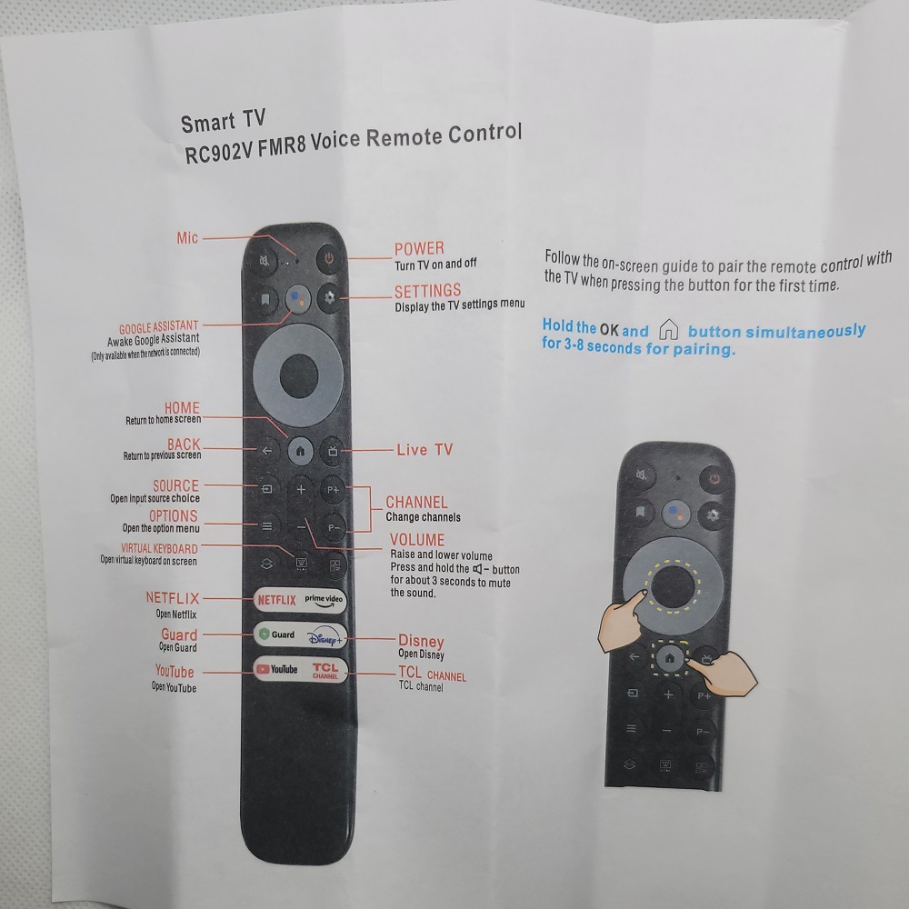 RC902V FMR5 FMR1 FMR4 Voice Remote Control för TCL Smart TV 8K QLED TV med Netflix IVI