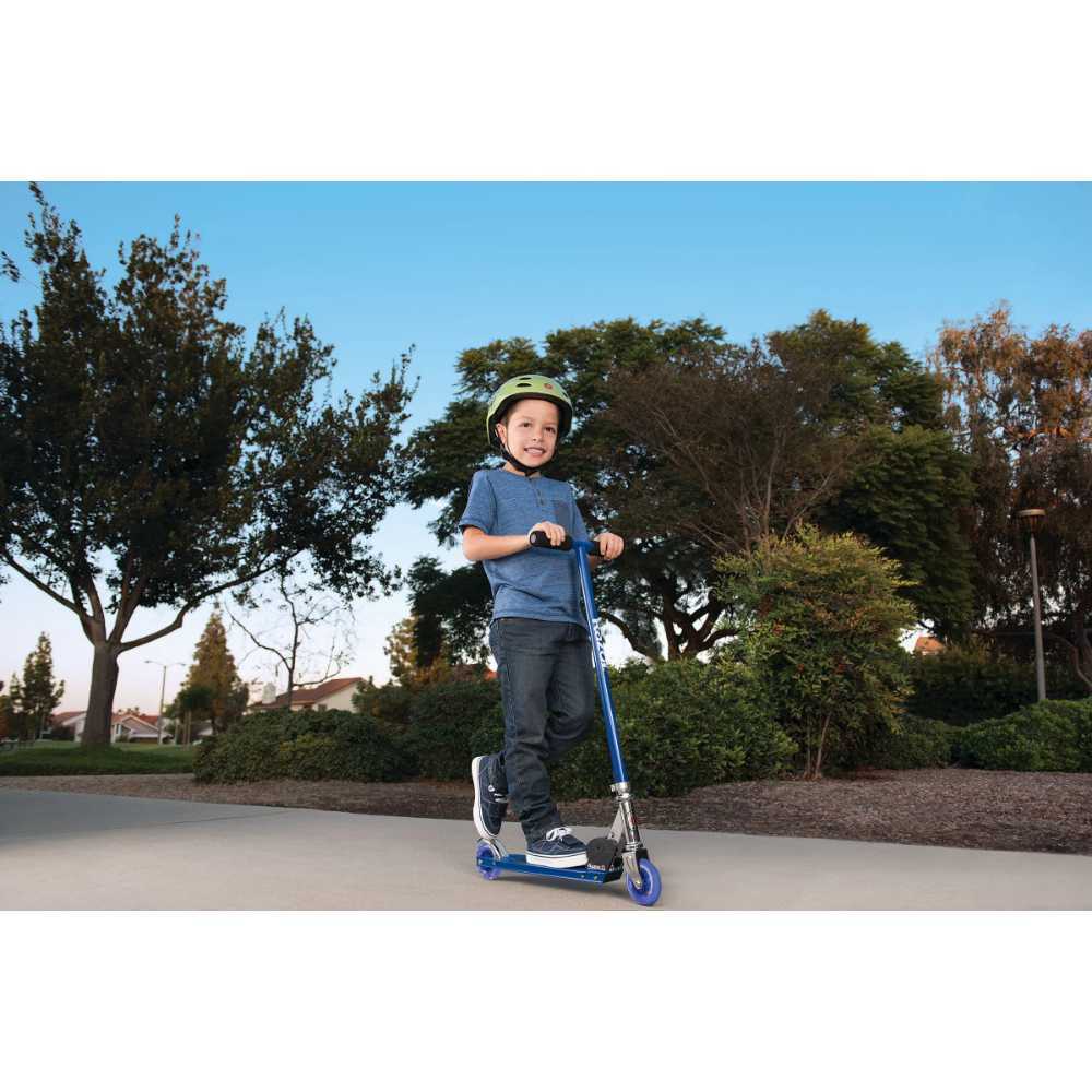 Kick Scooters S Klapp-Tretroller mit leuchtendem Rad – Blau Alter ab 5 Jahren und Fahrer bis zu 110 lbs
