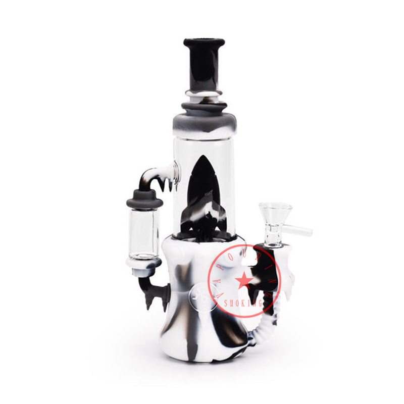 Nieuwe Kleurrijke Siliconen Roken Bong Pijpen Kit Draagbare Raket Ruimte Capsule Stijl Reizen Bubbler Tabak Filter Trechter Lepel Kom Olie booreilanden Waterpijp Dabber Houder