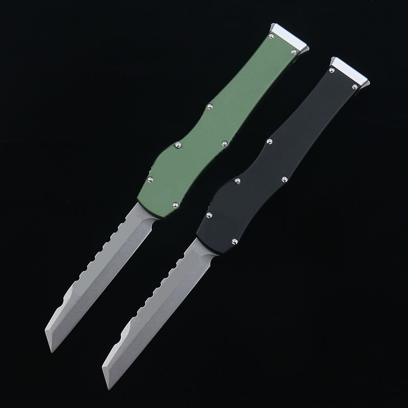 Версия DQF MiRo-HL 6 Боевой американский нож в итальянском стиле Самооборона Тактический камень для мытья лезвия D2 6061-T6 Алюминиевая ручка EDC Открытый кемпинг Боевые ножи MT