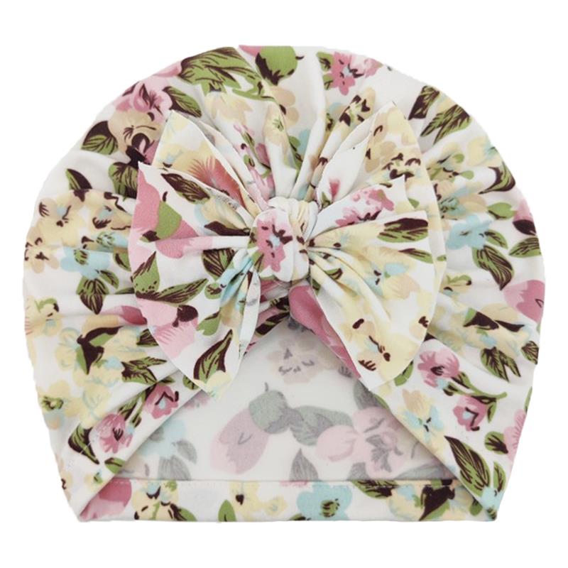 Neue Baby Hut Neugeborenen Kinder Warme Fetal Hut Floral Gedruckt Bowknot Baby Turban Hut Caps Kinder Kopfbedeckungen Haar Zubehör