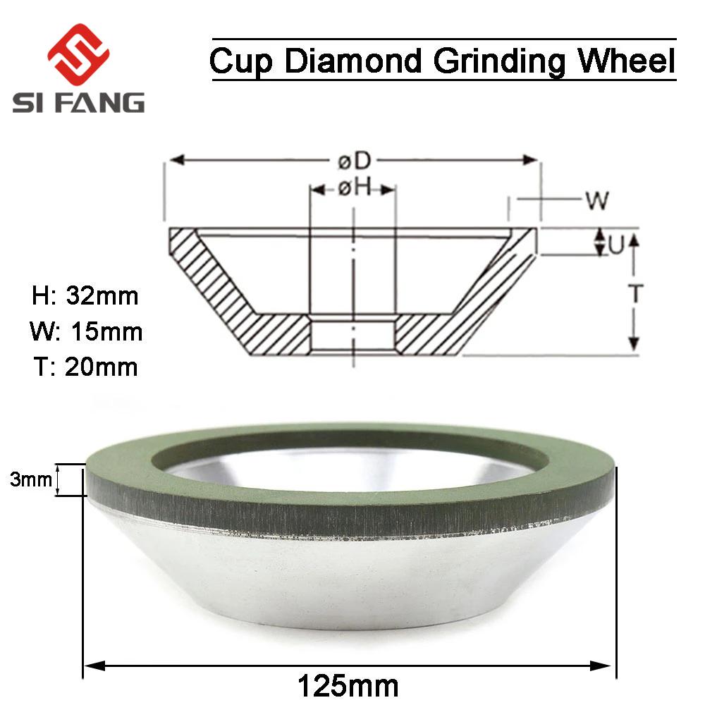 Slijpstenen 5 inch 125mm Diamant Slijpschijf Cup Grinder Cirkel Slijpschijven voor Carbide Cutter Slijper 1 Stuks 150400 #