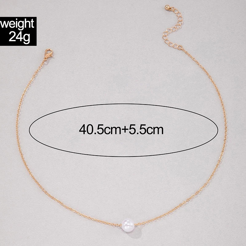 Simple Pearl Stone hanger kraag ketting voor dames modieuze geometrische legering enkele laag choker ketting