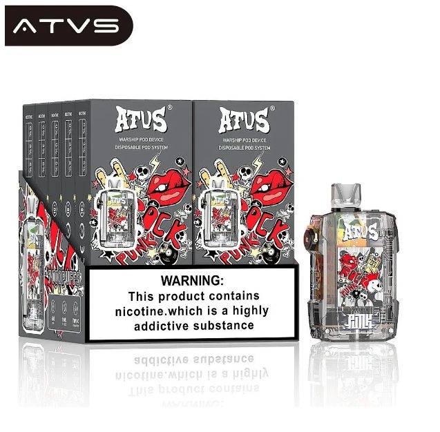 Original ATVS Battleship 7000 mousse jetable unité de VAPE jetable 10ml bobine de maille remplaçable Pod flux d'air lanceur réglable