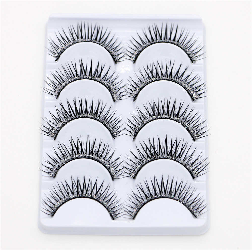 False Eyelashes Handmade False Eyelashes Silver Glitter Sequins Thick False Eyelashes Cross Slender Stage Performance Latin False Eyelashes Z0428