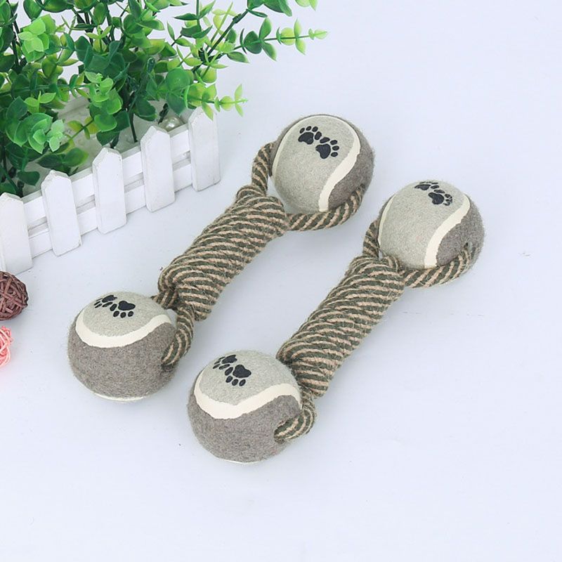 Pets Chew Toy Cotton Rope Tennis Dumbbell Rubbertoy Ball Medium Large Dog Interactive Training Molar Teeth Cleaning Pet Supplies