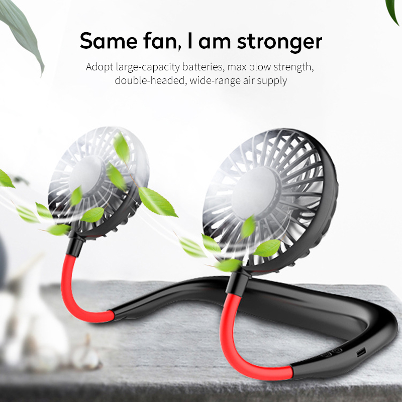 Mini ventilatore portatile USB Ventilatore a mani libere Batteria ricaricabile Piccolo ventilatore sportivo portatile 2000mA Dispositivo di raffreddamento del condizionatore d'aria a mano da scrivania