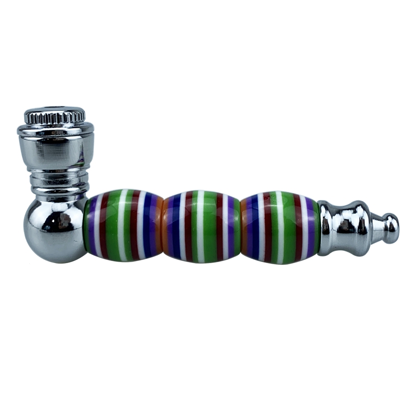 Latest Colorful Bead Zinc Alloy Pipes Portable Innovative Removable Filter Smoking Tube Handpipe Dry Herb Tobacco Silver Screen Cap Bowl Cigarette Holder