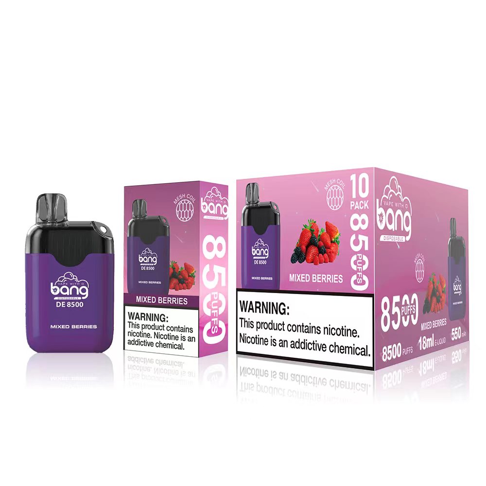 Original Bang de 8500 Puff Kit de cigarro eletrônico descartável Vape Box Mesh Bobina recarregável 550MAH Bateria 18ml Pré-preenchido Puff 8500 Bang Vapes vs Vapme