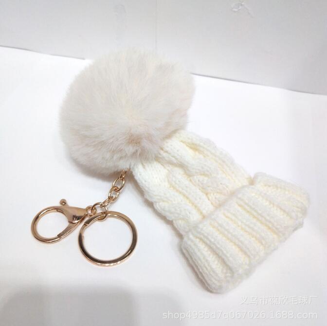 Mini Sticked Hat Keychains Hairball Pompom Keychain Bag Car Pendant Creative Gift Yarn Key Pendant