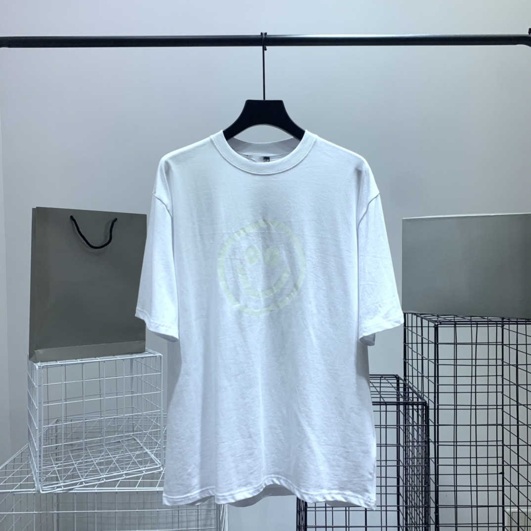Designer New Women Tir camiseta camisa High Edição 2023 Cápsula de elfo da noite de verão Sorrindo camiseta de manga de impressão fluorescente