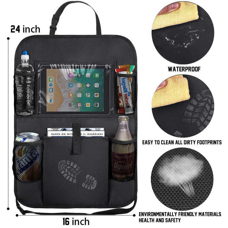New / Car Seat Back Organizer 5 Storage Pockets with Touch Screen Tablet Holder Protector for Kids Children Car Accessories