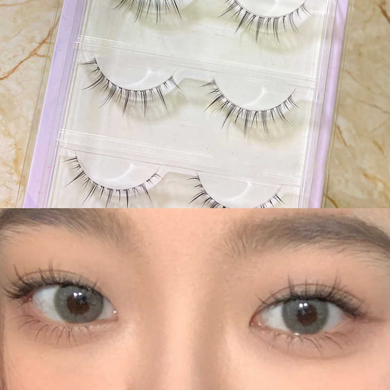 False Eyelashes New Natural False Eyelashes Transparent Stem False Eyelashes Comic False Eyelashes Nude Makeup Soft Sharpened Beauty Makeup Z0428