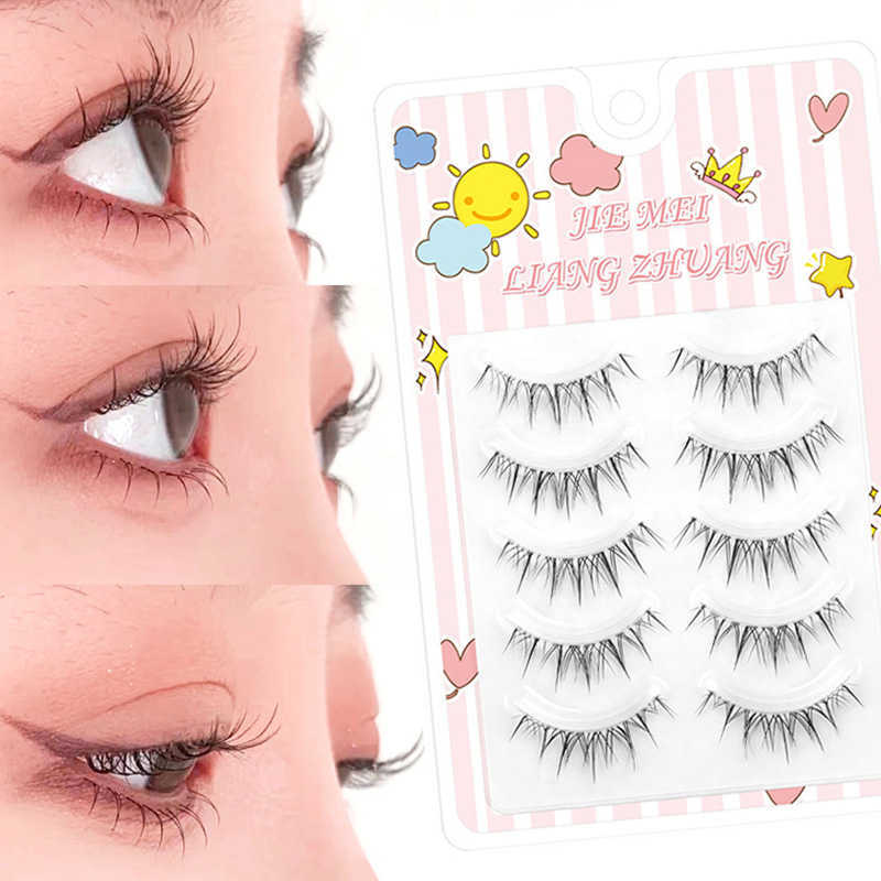 FALSE ESHELASHE 5 Пара/коробка Cross Cross Messy Manga False Enselashes Natural Lash Extension Японская сказочная косплей косплей косплей косплей Z0428