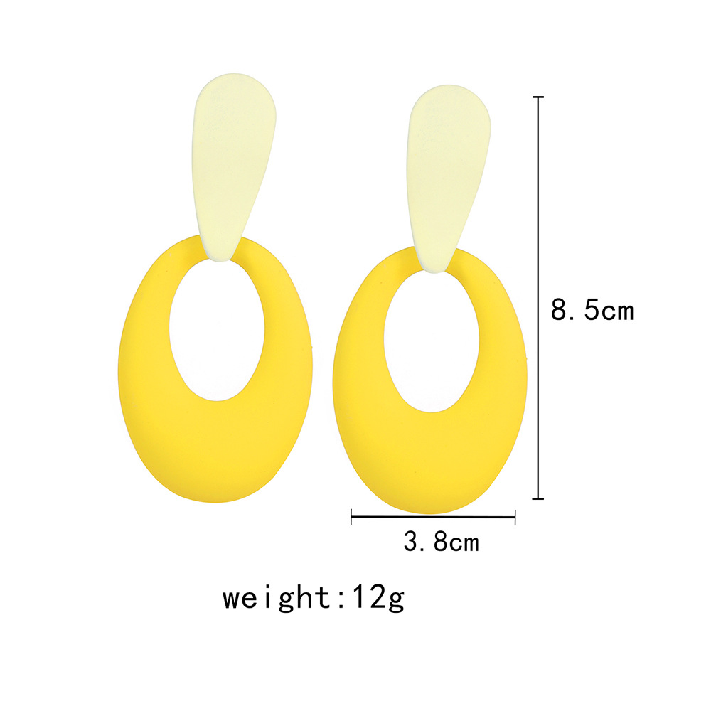 Selling exaggerated fashion earrings female spray paint geometric oval hollow earrings