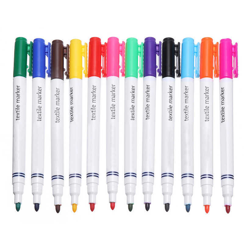 waterColor Brush Pens 12 stks Nieuwe kleurrijke pen Permanente stofmarkering voor t-shirt kleding Diy Design School Kinderen schilderen Tool P230427