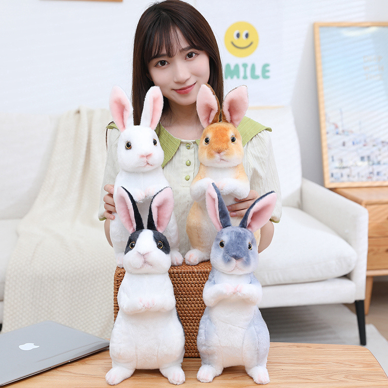 Simulación Kawaii orejas largas conejo realista juguete de peluche Animal realista muñeco de peluche juguetes para niños niñas regalo de cumpleaños decoración de la habitación LA629