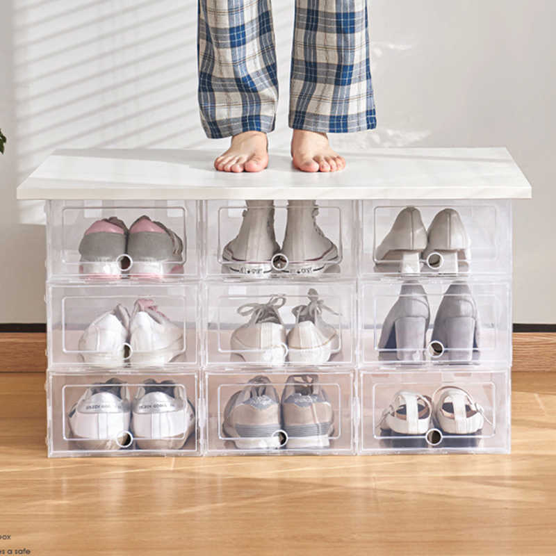 Storage Bins Foldable s Thickened Transparent Drawer Case Plastic Boxes Box Organizer Stackable Shoebox W0428