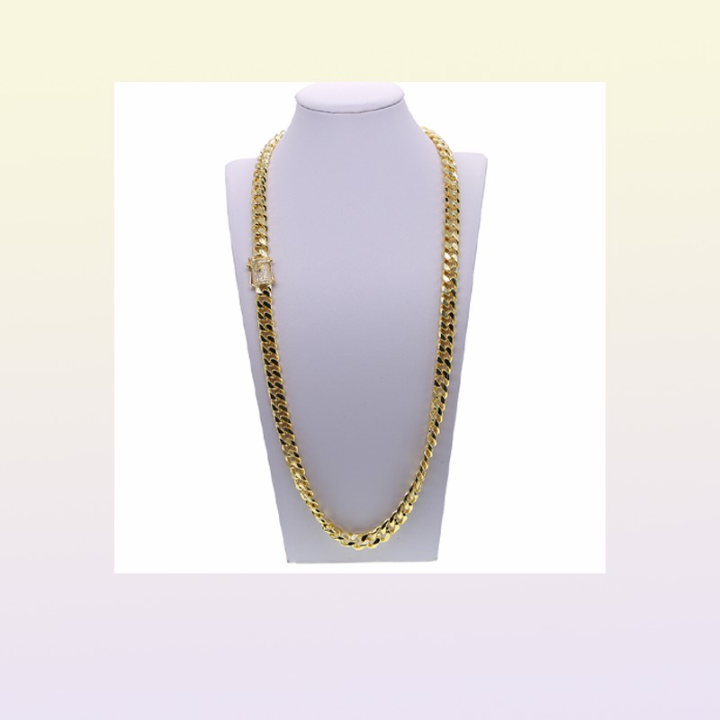 Hip hop cuban chain necklace 5A cz paved clasp for men jewelry with gold filled long chains Miami necklaces mens jewelry177f4513375