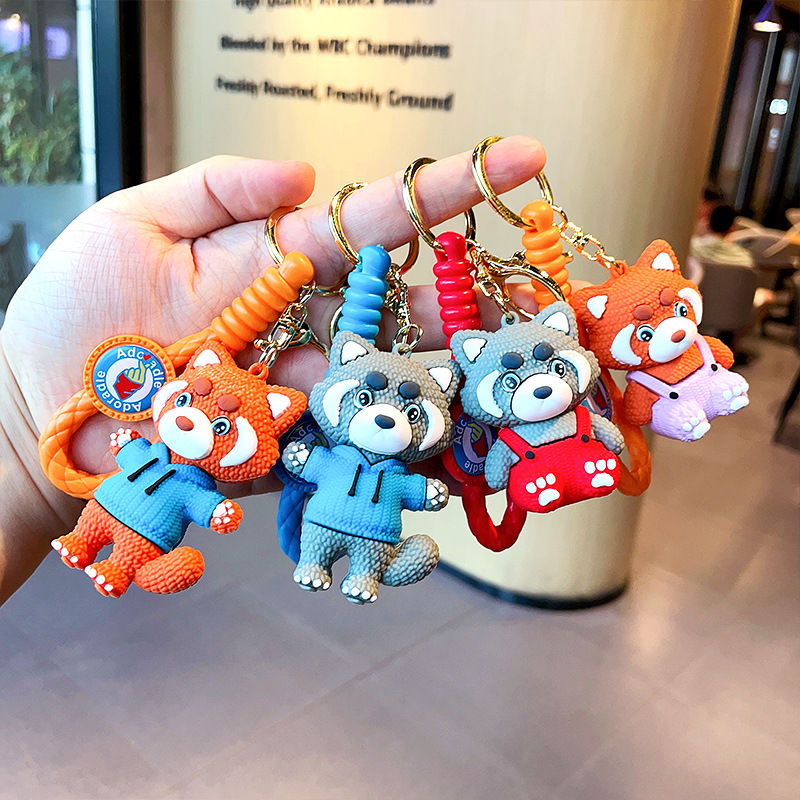 Cute Little Raccoon Bear Network Red Keychain Bag Pendant Car Keychain