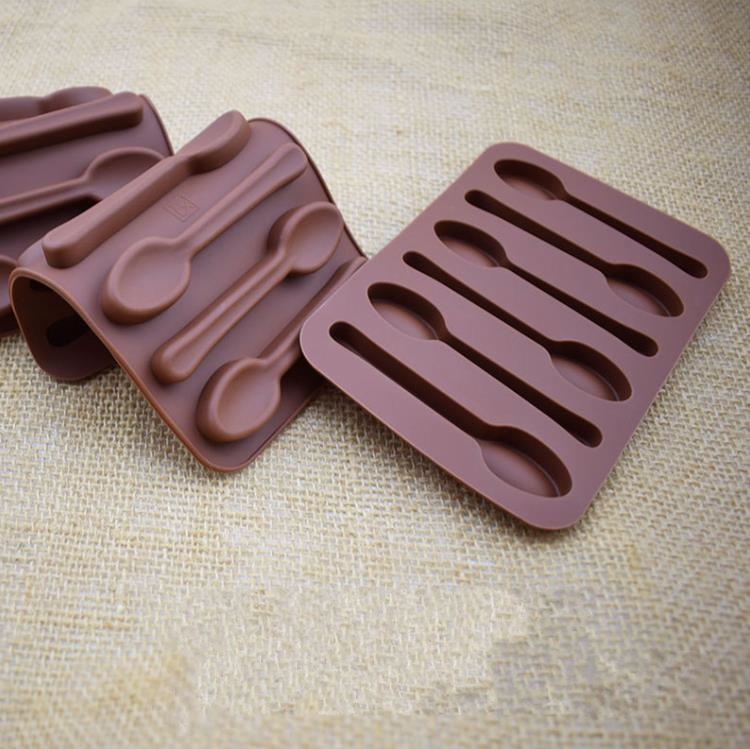 Stampo decorazione torta fai-da-te in silicone antiaderente 6 fori a forma di cucchiaio Stampi cioccolato Gelatina di ghiaccio Cottura 3D Caramelle SN5223