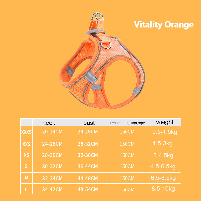 طراز السترة للقلق للحيوانات الأليفة حبل القطط حزام الصدر بالتنفس وسلسلة المشي الكلاب العاكسة