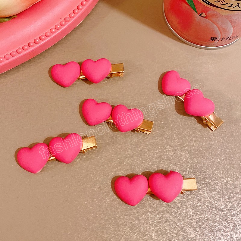 Fashion Pink Sweet Cute Pink Flower Hairpin Little Girl Metal Hair Small Clip Side Barrettes Hair Accessories